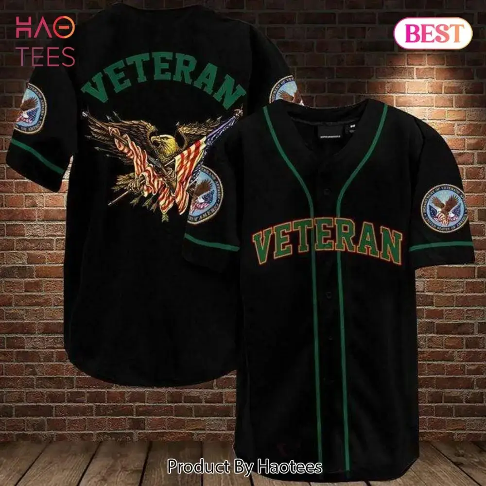 Patriotic Veteran Baseball Jersey With Eagle & Flag Design - Perfect Gift For Heroes Image
