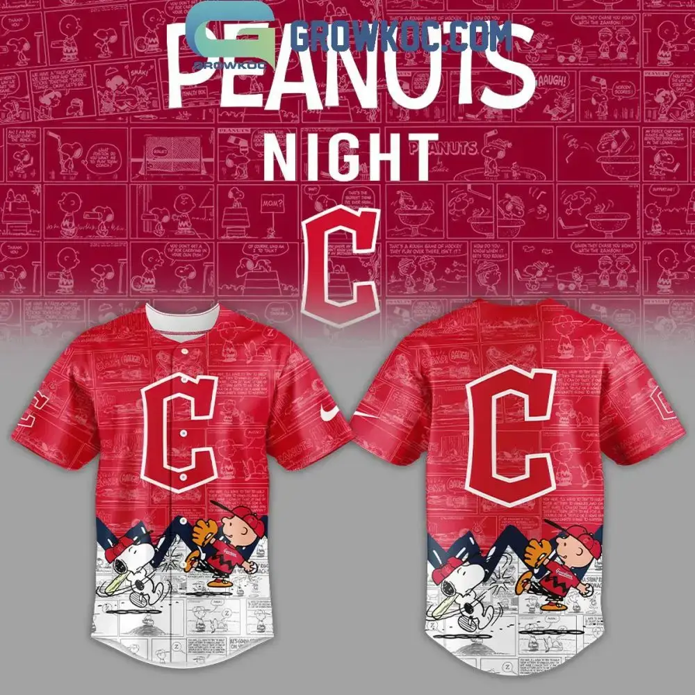 Peanuts Night Baseball Jersey - Snoopy & Charlie Design, Red, Unisex - Perfect Gift For Fans! Image