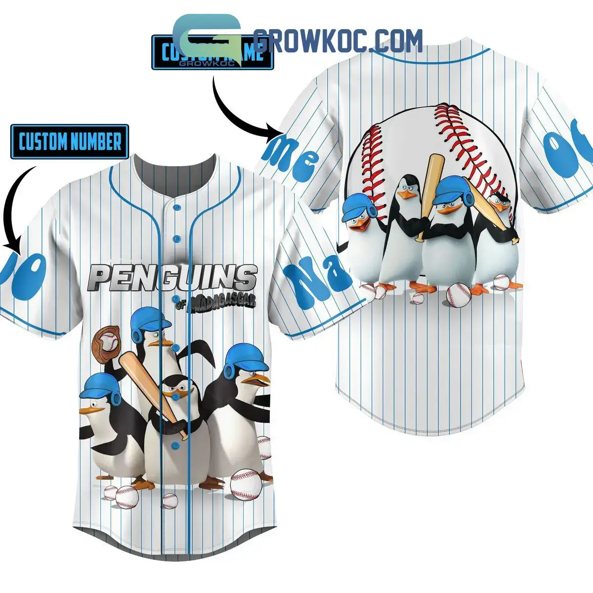 Penguins Of Madagascar Personalized Baseball Jersey Image