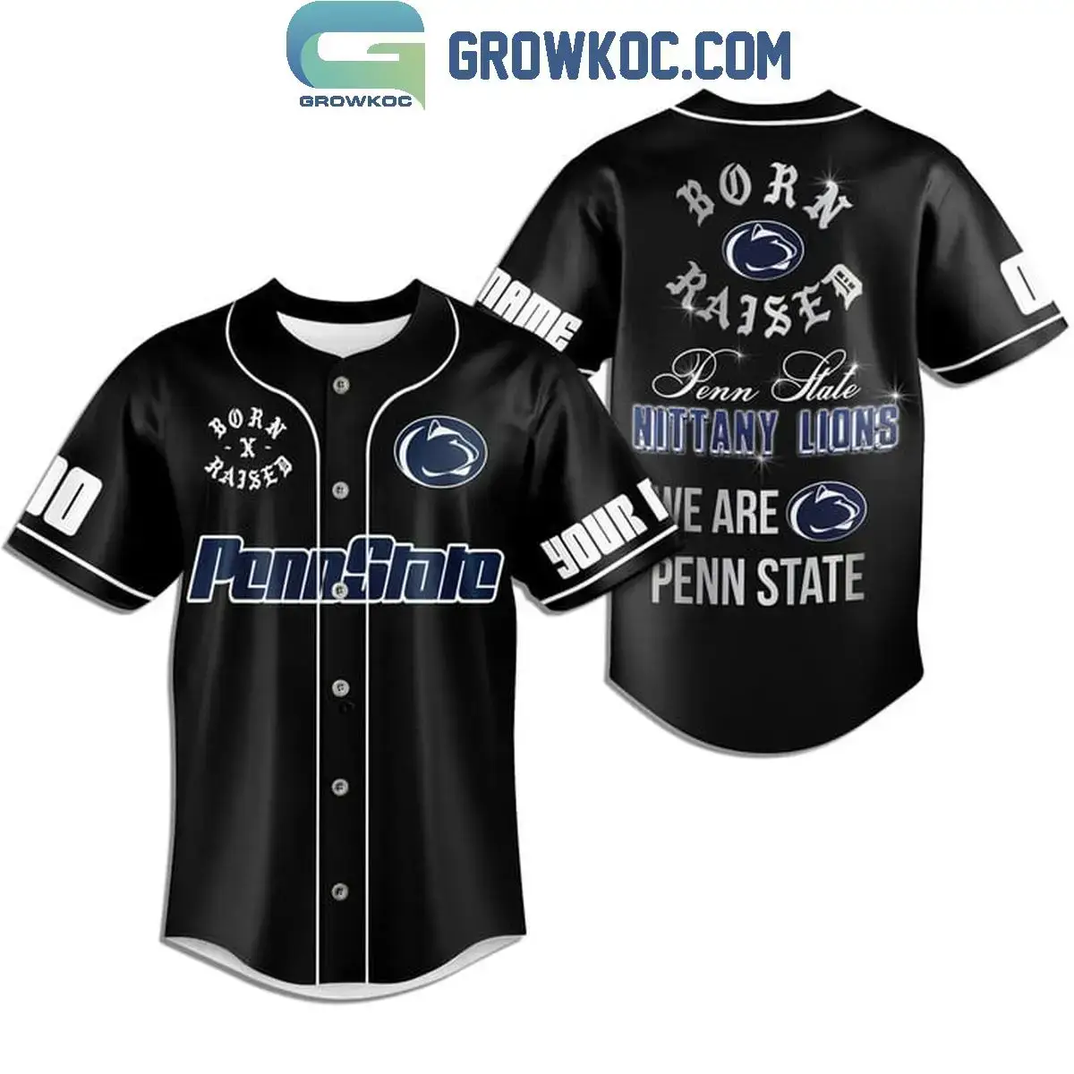 Penn State Nittany Lions Born Raised Penn State Personalized Baseball Jersey Black Image