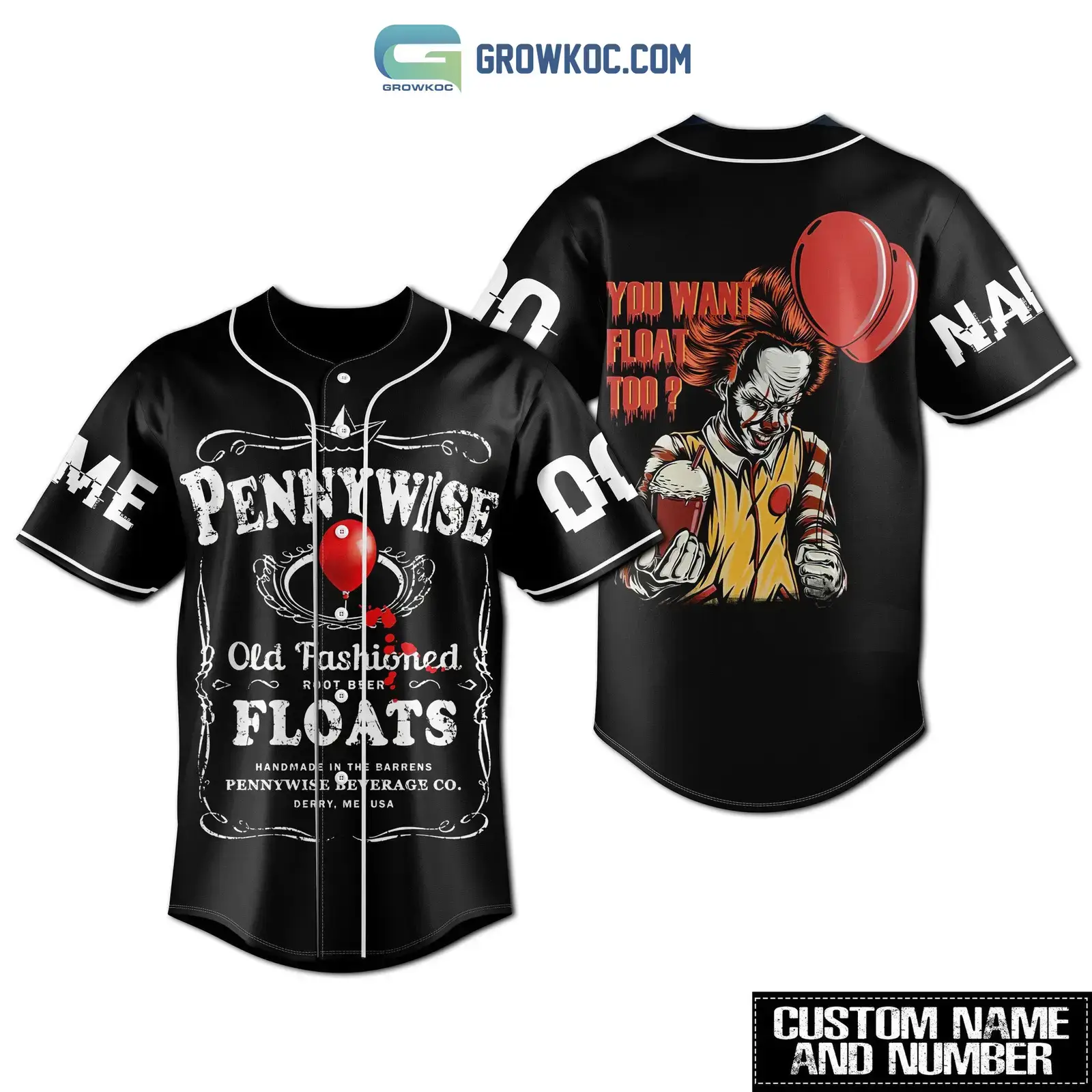 Pennywise You Want Float Too Personalized Baseball Jersey Image