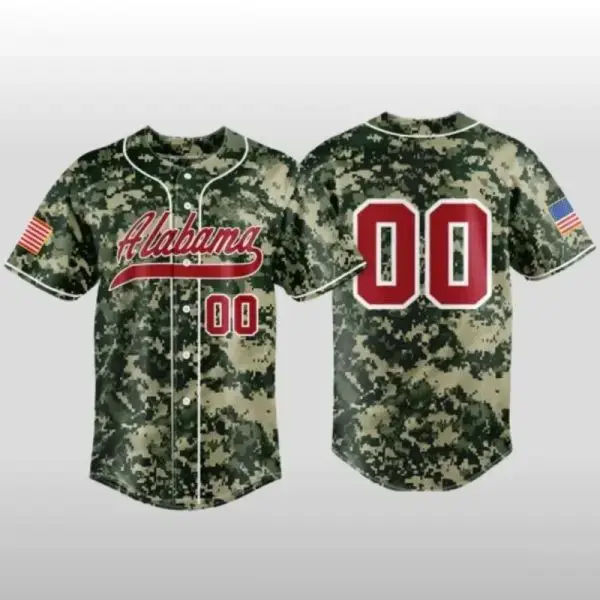 Personalized 2026 Alabama Crimson Tide Digital Camo Baseball Jersey Image