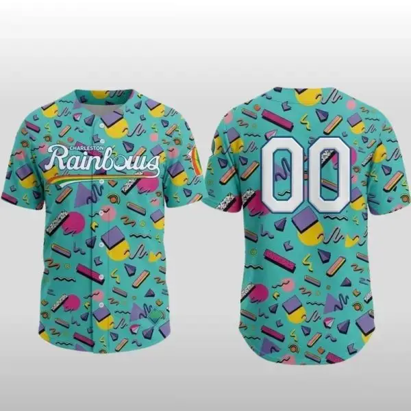 Personalized 2026 Charleston Riverdogs Our 80’S & 90’S Rainbows Night Baseball Jersey Image