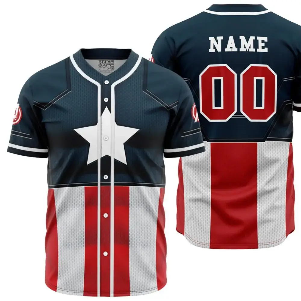 Personalized Captain America Cosplay Marvel Baseball Jersey Image