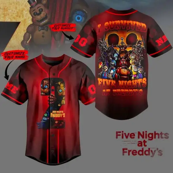 Personalized Five Nights At Freddy'S I Survived Baseball Jersey Fan Merch Birthday Gifts For Dad Image