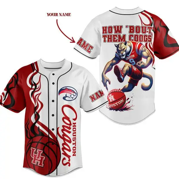 Personalized Houston Cougars Custom Baseball Jersey - Stylish Fan Gear! Image
