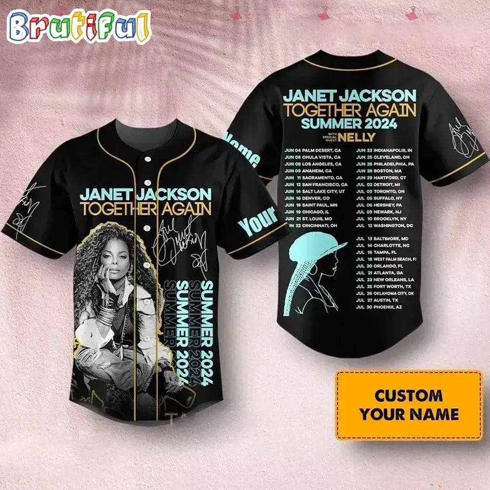 Personalized Janet Jackson Together Again Tour 2024 Baseball Jersey Shirt Image