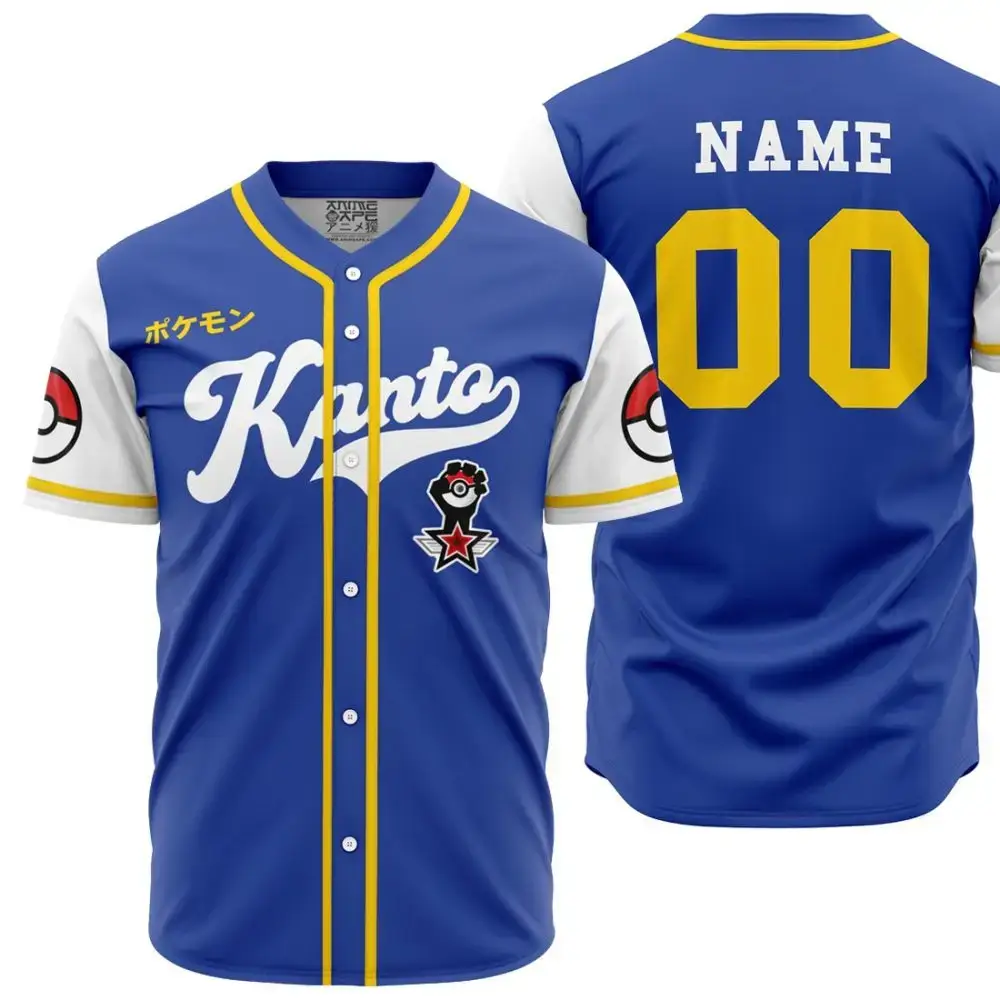 Personalized Kanto Trainer Pokemon Baseball Jersey Image