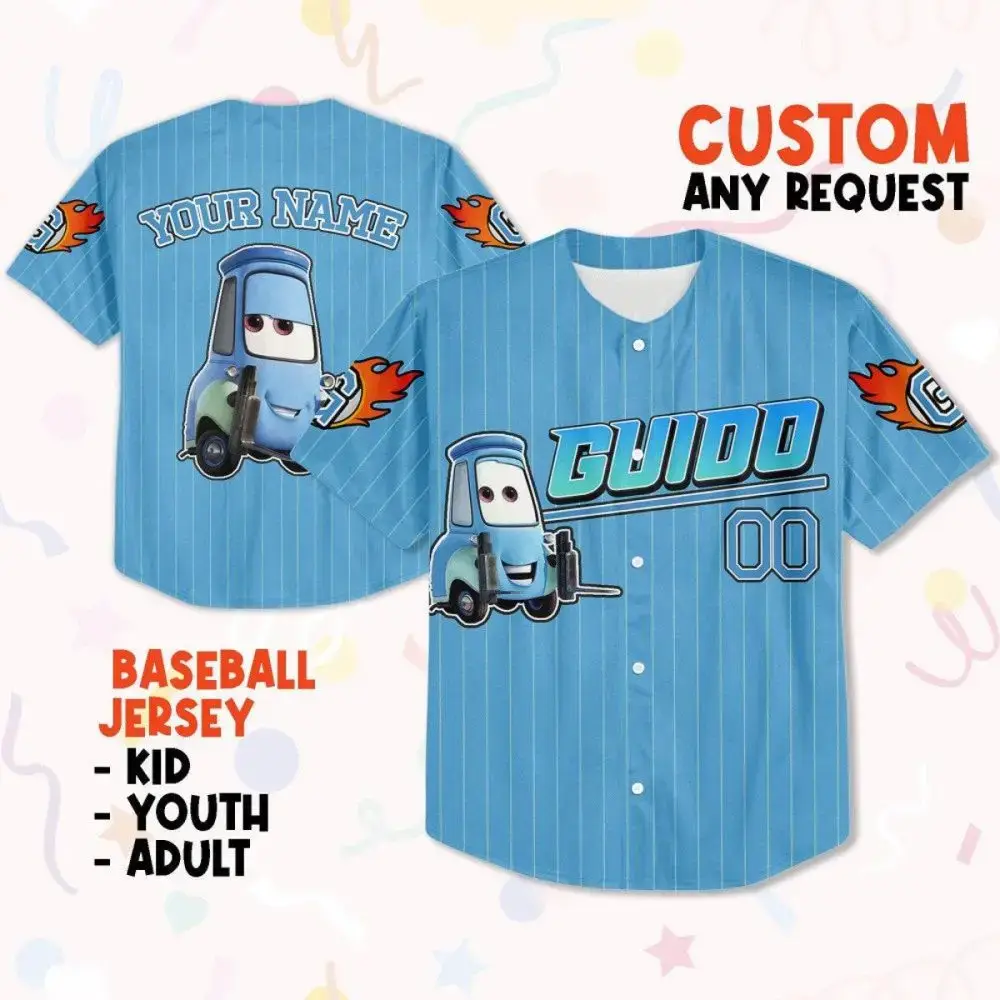 Personalized Kids' Baseball Jersey - Custom Name & Design - Fun Cartoon Style For All Ages Image