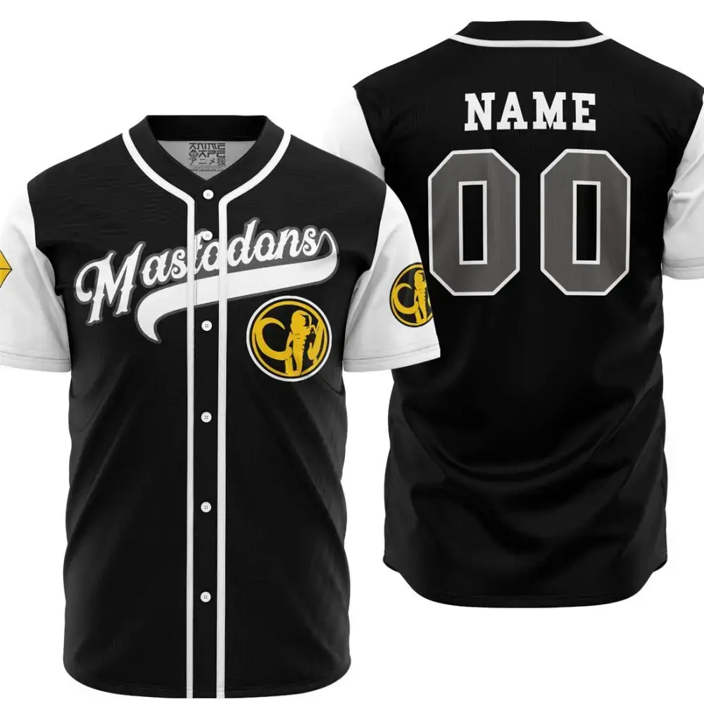 Personalized Mastadons Black Power Rangers Baseball Jersey Image