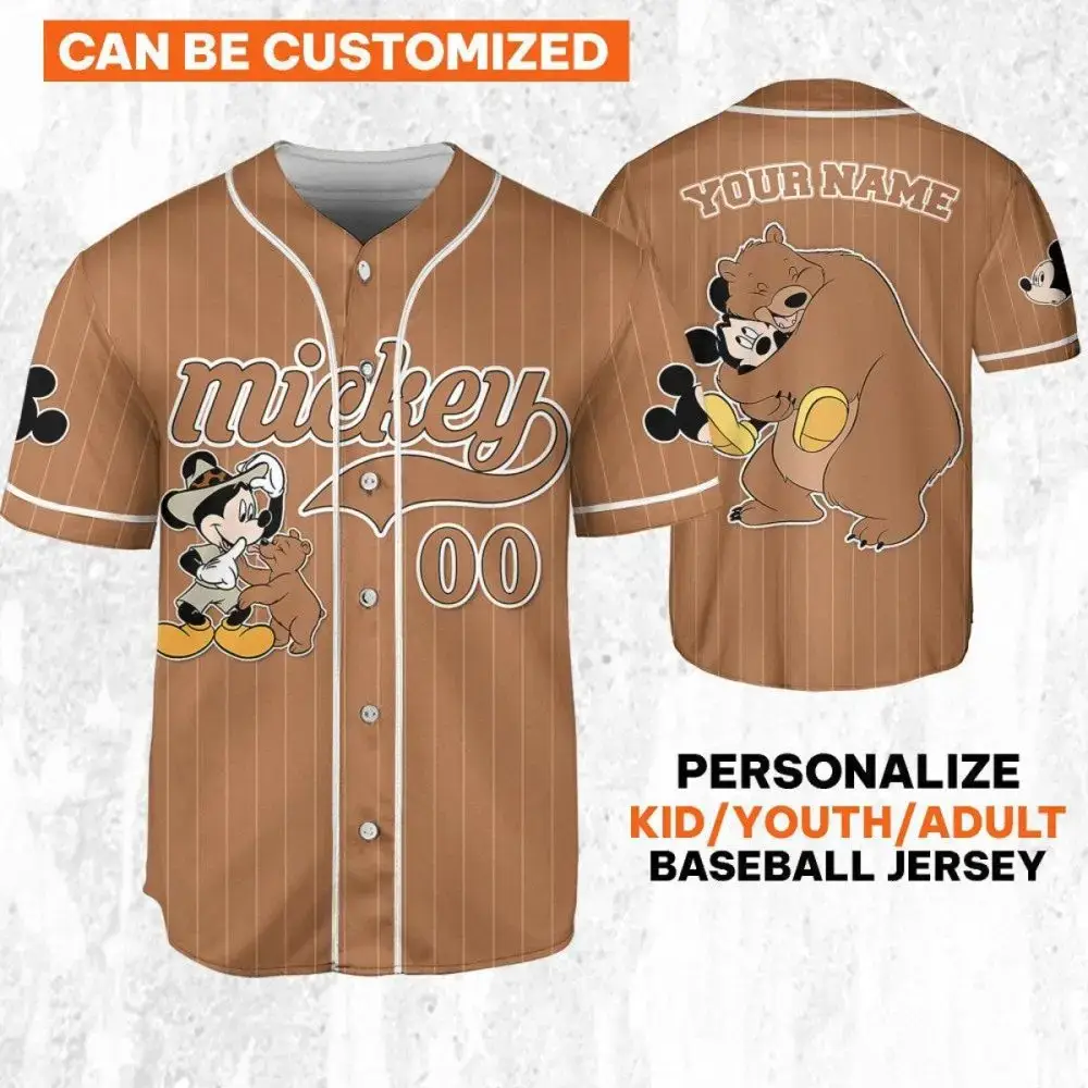 Personalized Mickey Baseball Jersey - Custom Name & Size For Kids/Youth/Adults Image