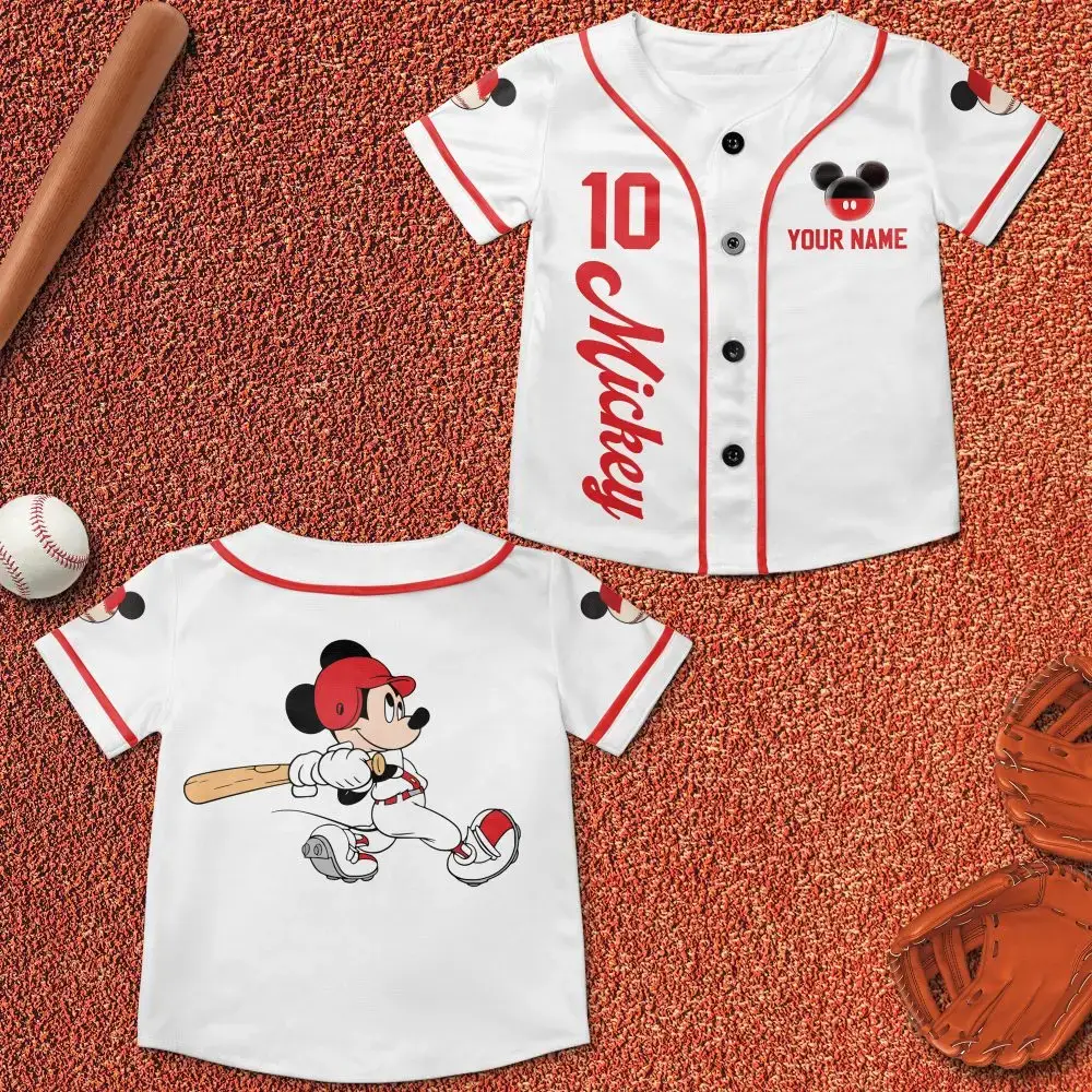 Personalized Mickey Mouse Baseball Jersey - Custom Name & Number - Kids Sports Shirt Image