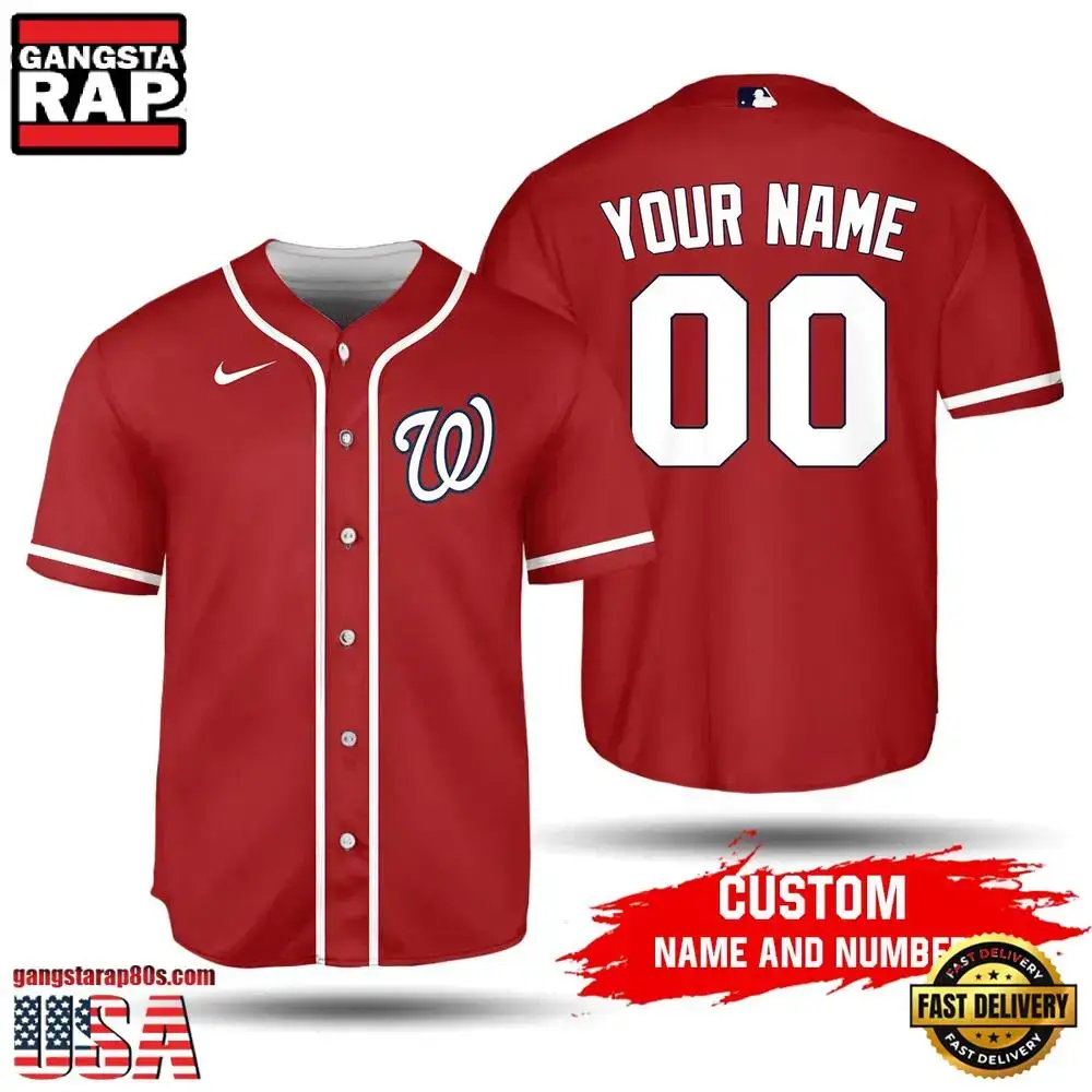 Personalized MLB Washington Nationals Red Alternate Summer Baseball Jersey Shirt Image