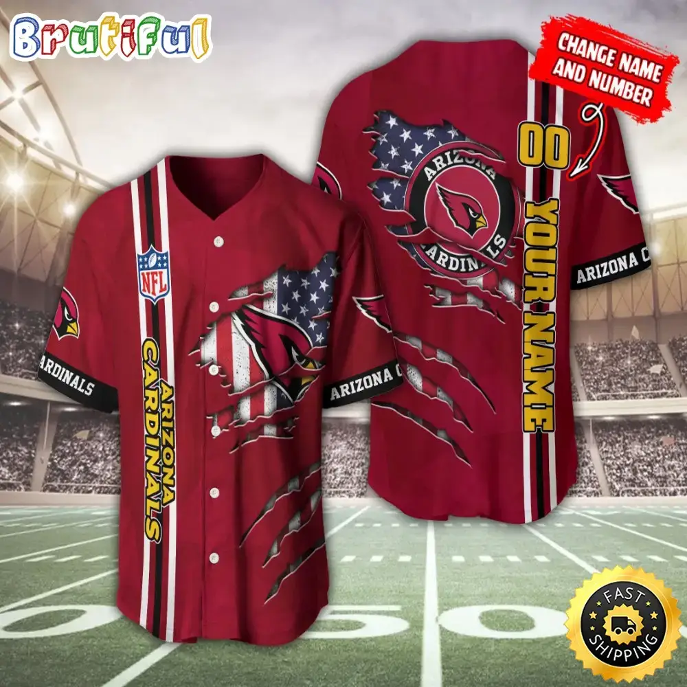 Personalized NFL Arizona Cardinals Baseball Jersey America Flagy America Flag Athletic Style Jerseys Image