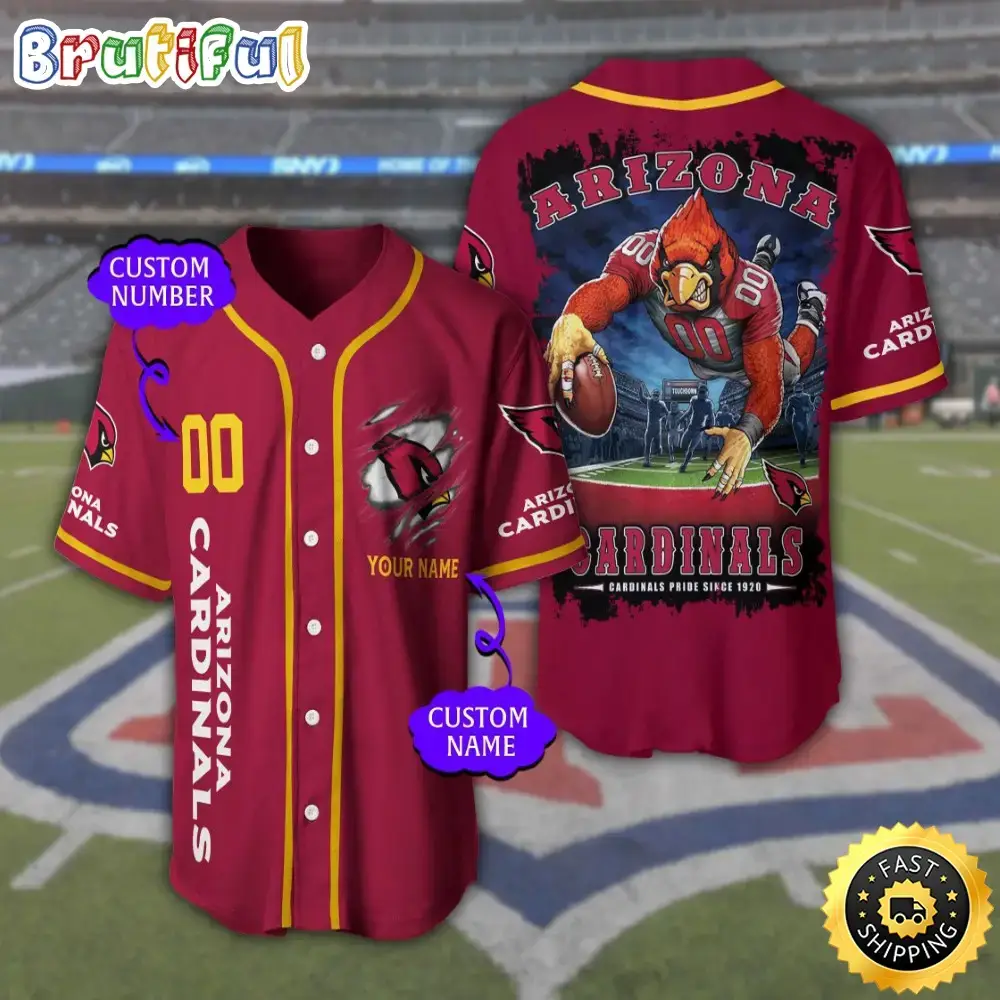 Personalized NFL Arizona Cardinals Baseball Jersey Athletic Team Shirts Image