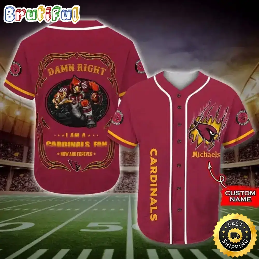 Personalized NFL Arizona Cardinals Baseball Jersey Fan Name Image