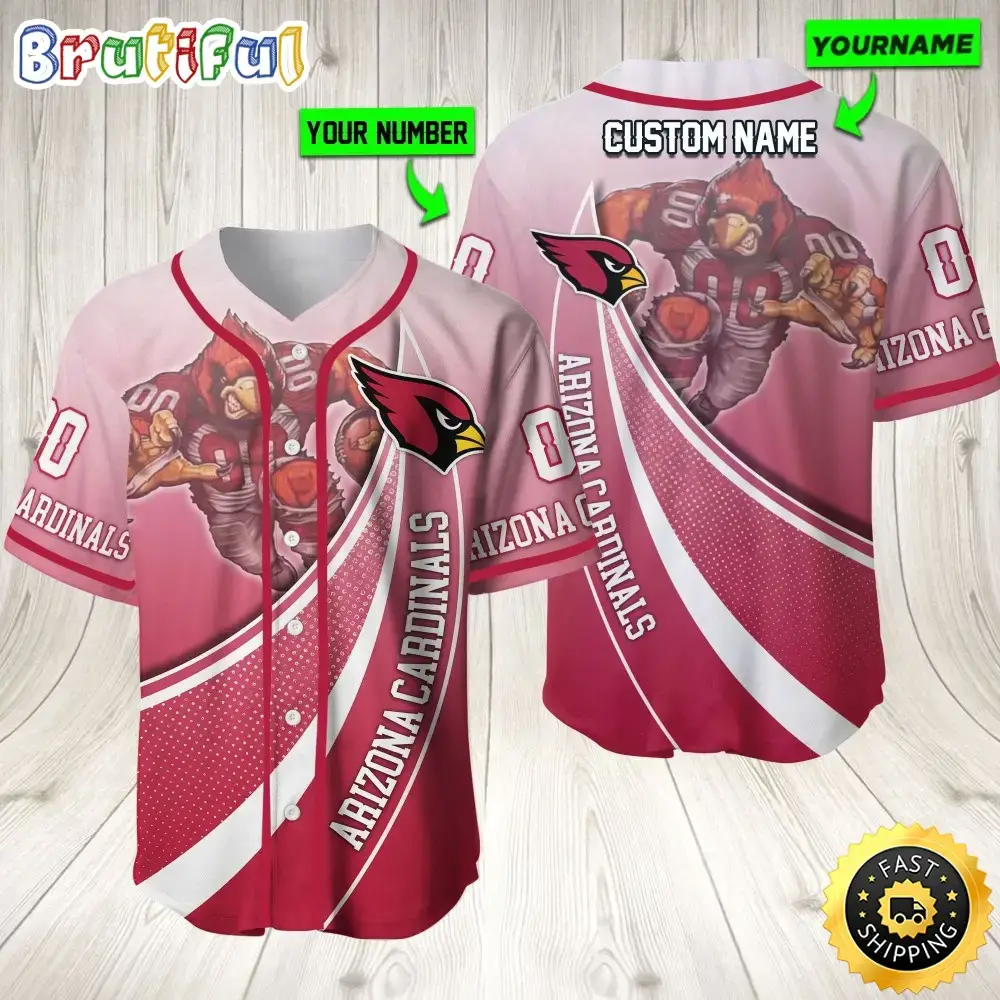 Personalized NFL Arizona Cardinals Baseball Jersey Mascot Art Image