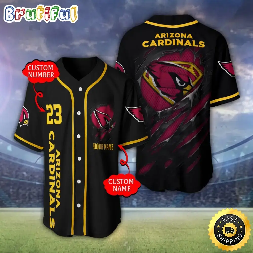 Personalized NFL Arizona Cardinals Baseball Jersey Team Spirit Tops Image