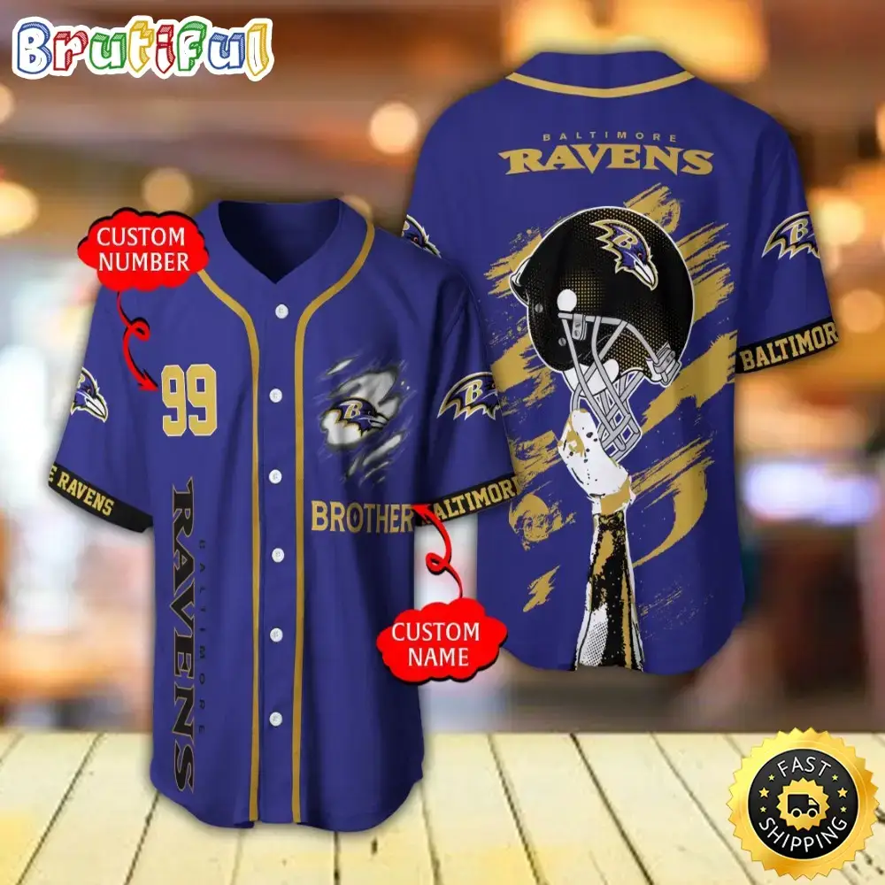 Personalized NFL Baltimore Ravens Baseball Jersey Classic Baseball Jerseys Image