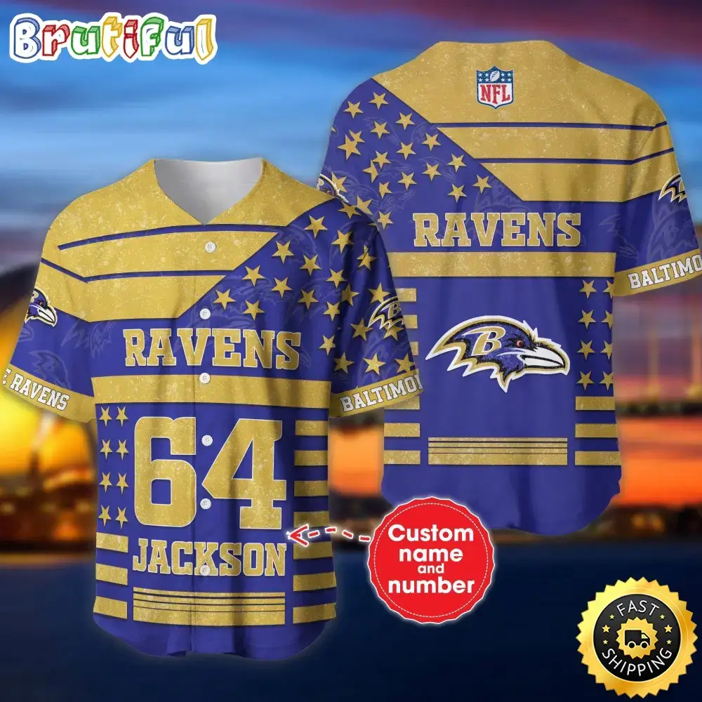 Personalized NFL Baltimore Ravens Baseball Jersey Sportswear Tops Image