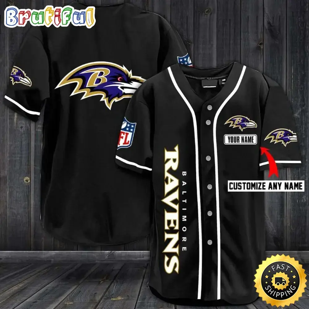 Personalized NFL Baltimore Ravens Baseball Jersey Sporty Team Jerseys Image