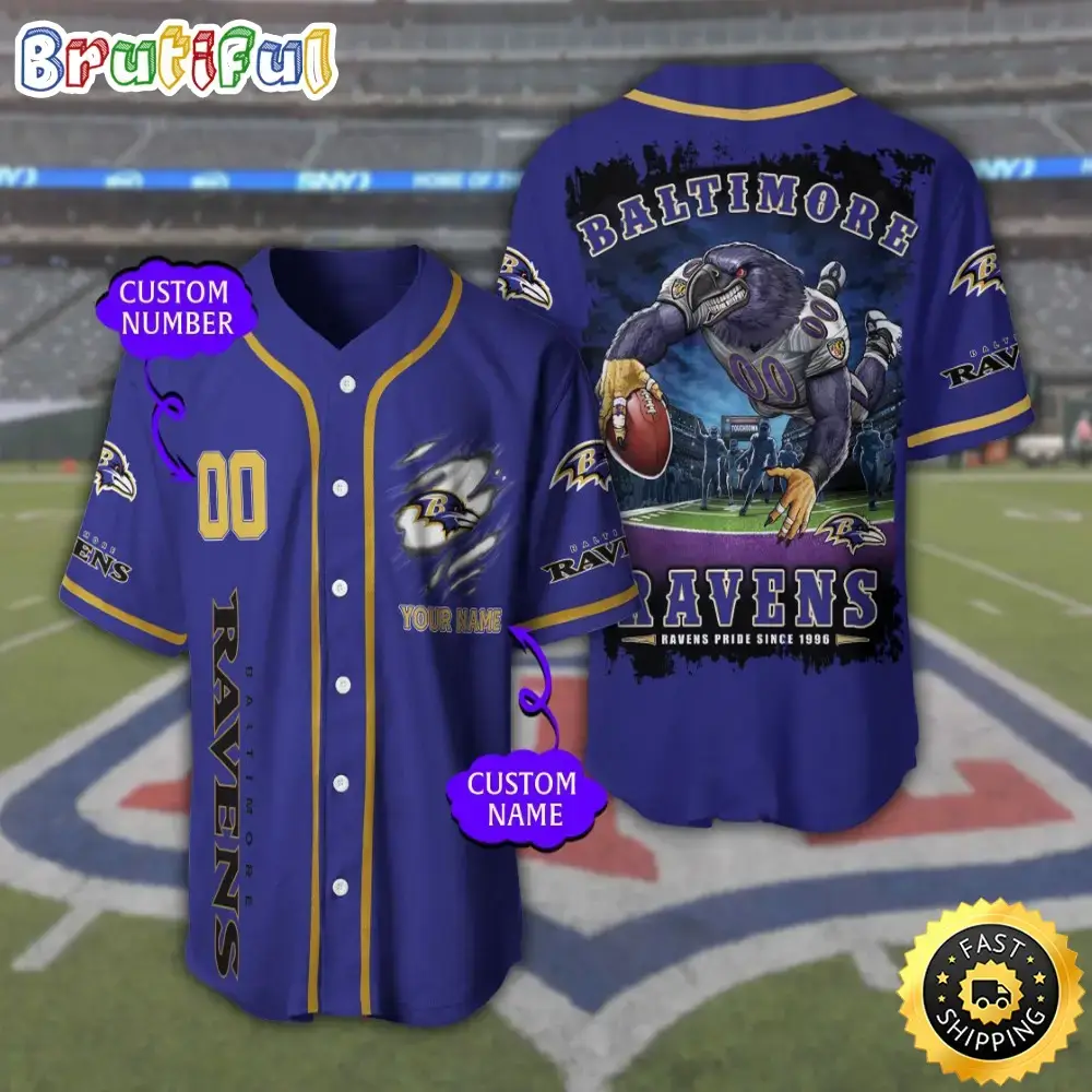 Personalized NFL Baltimore Ravens Baseball Jersey Stylish Baseball Tops Image