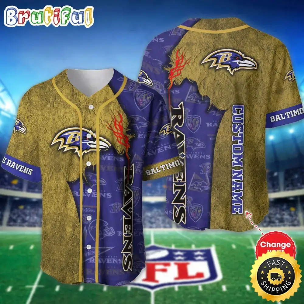 Personalized NFL Baltimore Ravens Baseball Jersey Tradition in Jerseys Image