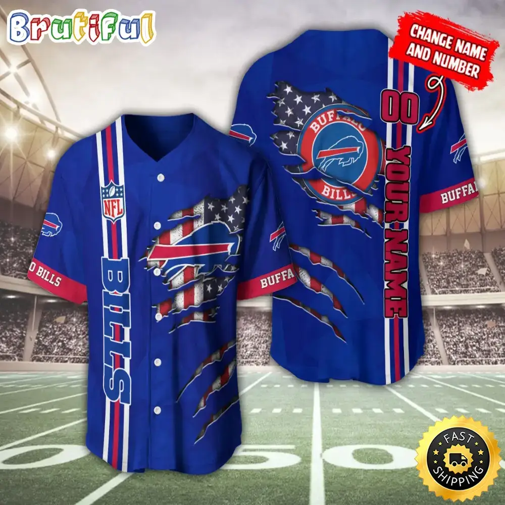 Personalized NFL Buffalo Bills Baseball Jersey America Flagy America Flag Athletic Style Jerseys Image