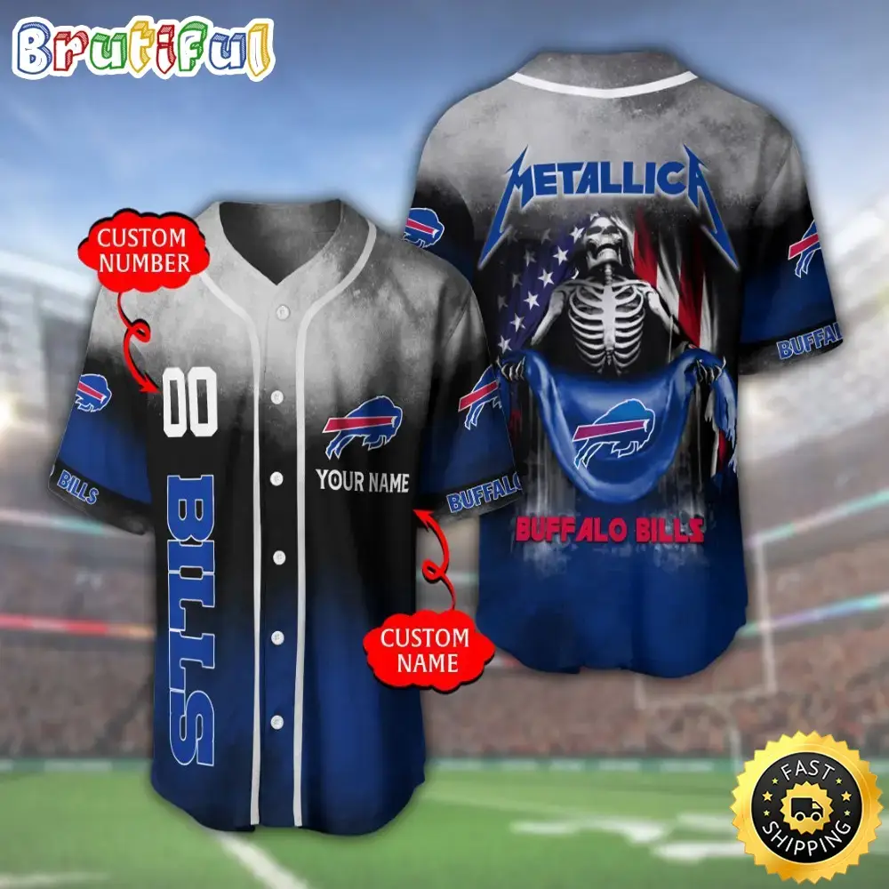 Personalized NFL Buffalo Bills Baseball Jersey Athletic Team Shirts Image