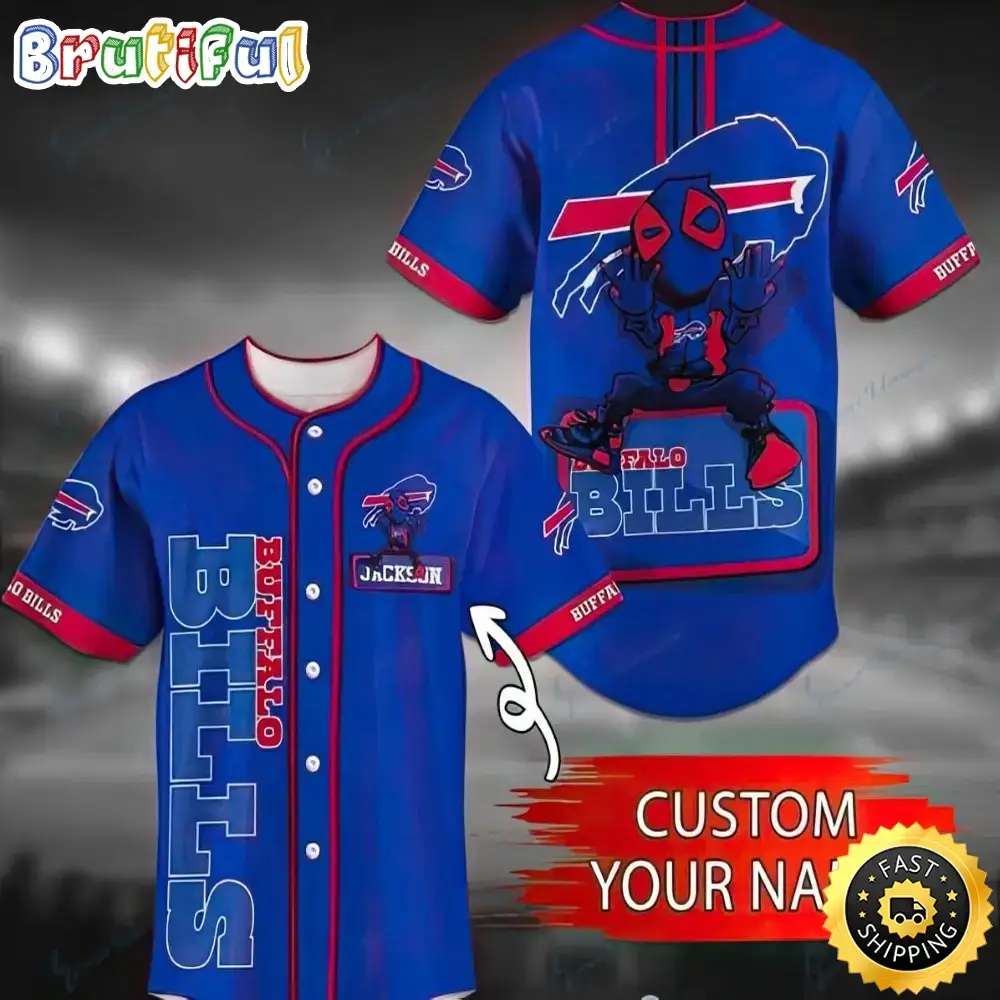 Personalized NFL Buffalo Bills Baseball Jersey Shirt Deadpool Image