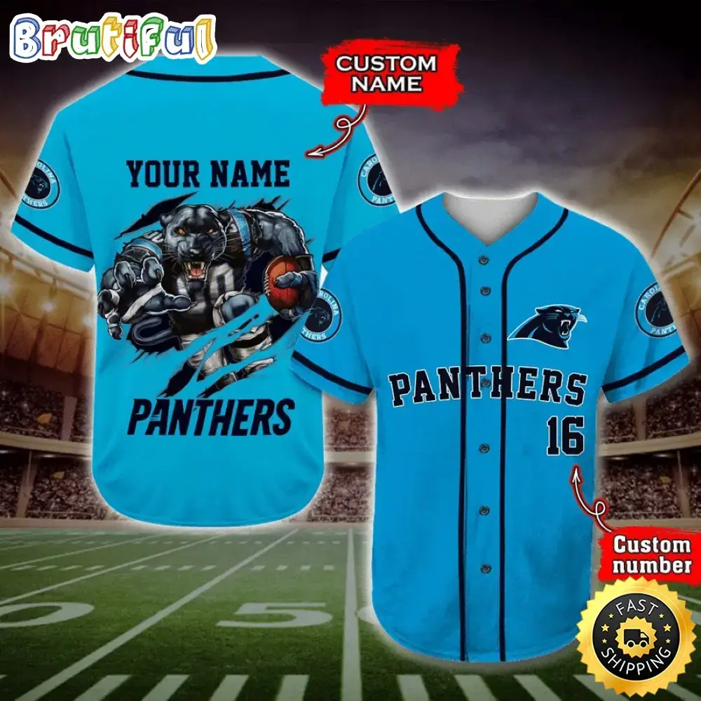 Personalized NFL Carolina Panthers Baseball Jersey Dynamic Team Shirts Image
