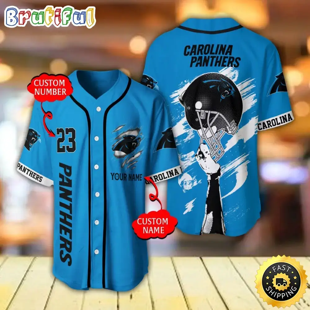 Personalized NFL Carolina Panthers Baseball Jersey For Fans Image