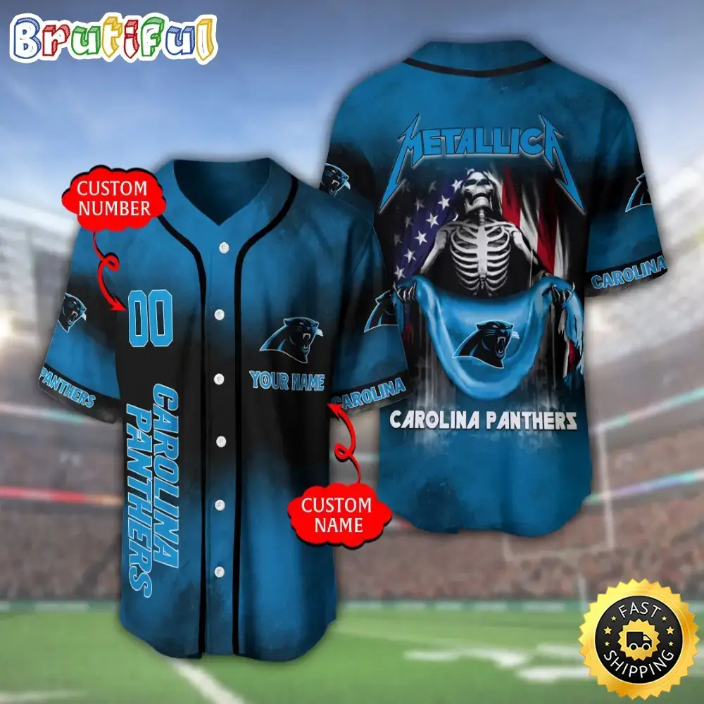 Personalized NFL Carolina Panthers Baseball Jersey Team Spirit Tops Image