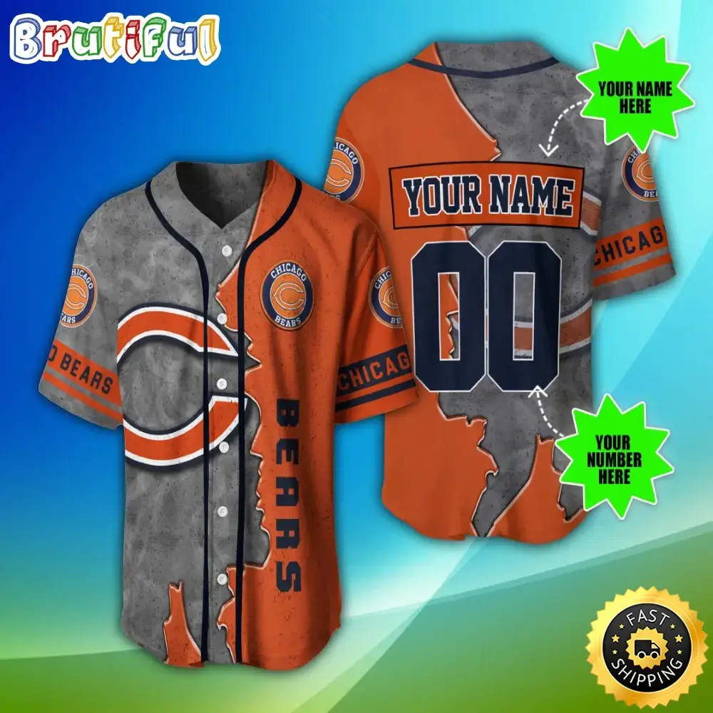 Personalized NFL Chicago Bears Baseball Jersey Authentic Baseball Attire Image