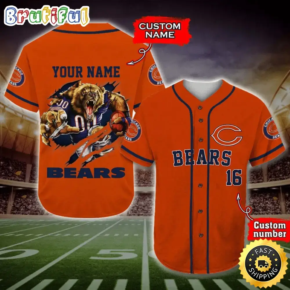 Personalized NFL Chicago Bears Baseball Jersey Classic Baseball Jerseys Image
