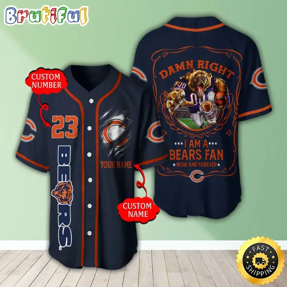 Personalized NFL Chicago Bears Baseball Jersey Dynamic Team Shirts Image