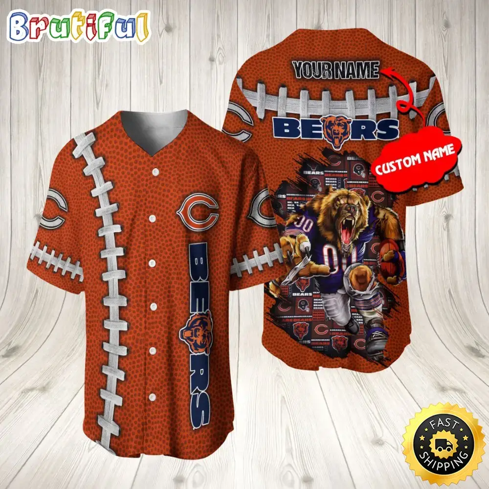 Personalized NFL Chicago Bears Baseball Jersey Team Spirit Tops Image