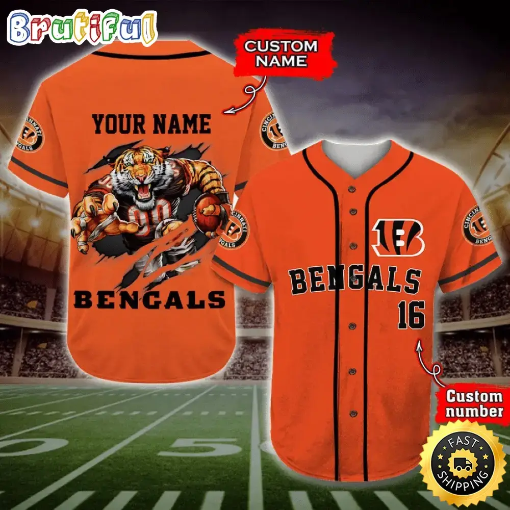 Personalized NFL Cincinnati Bengals Baseball Jersey Athletic Style Jerseys Image