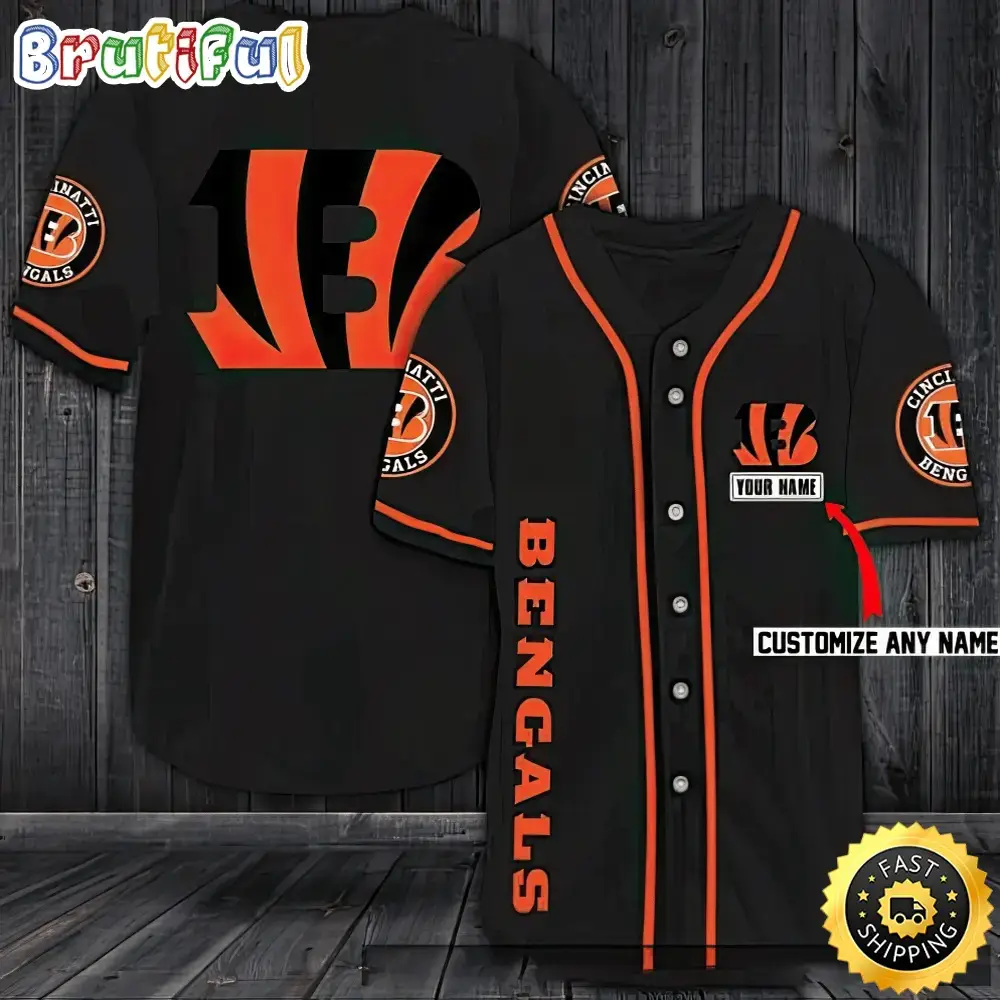 Personalized NFL Cincinnati Bengals Logo Baseball Jersey Shirt Image