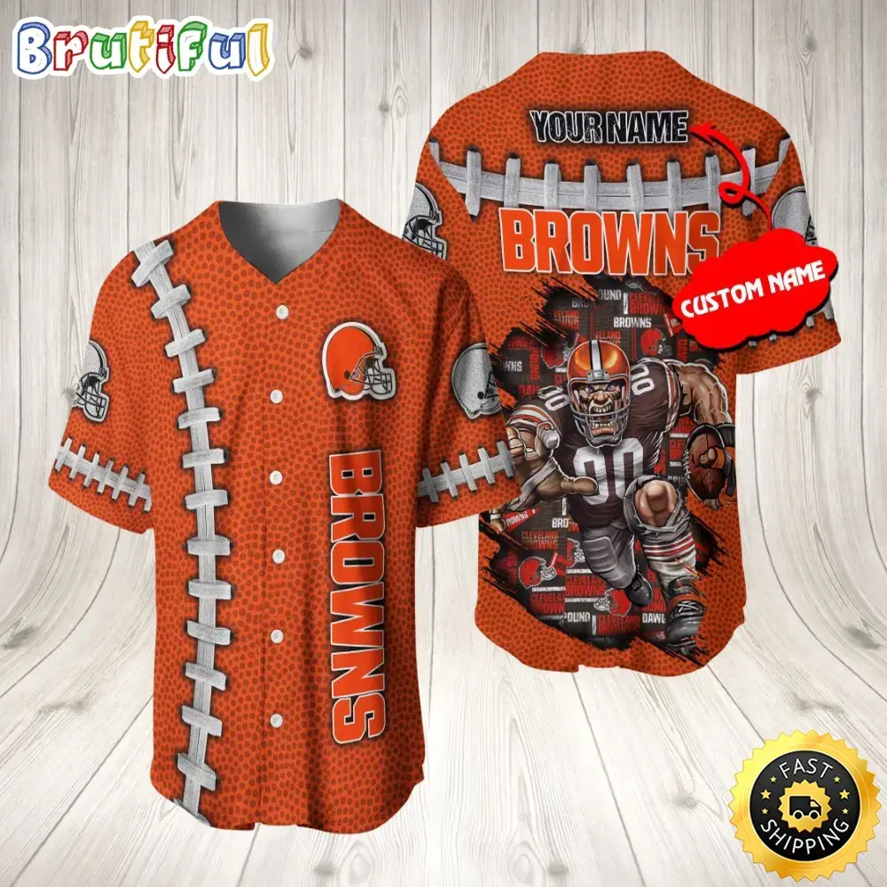 Personalized NFL Cleveland Browns Baseball Jersey Athletic Team Shirts Image
