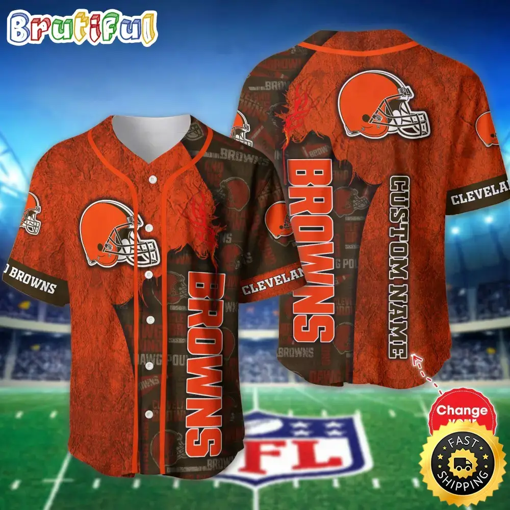 Personalized NFL Cleveland Browns Baseball Jersey Authentic Baseball Attire Image