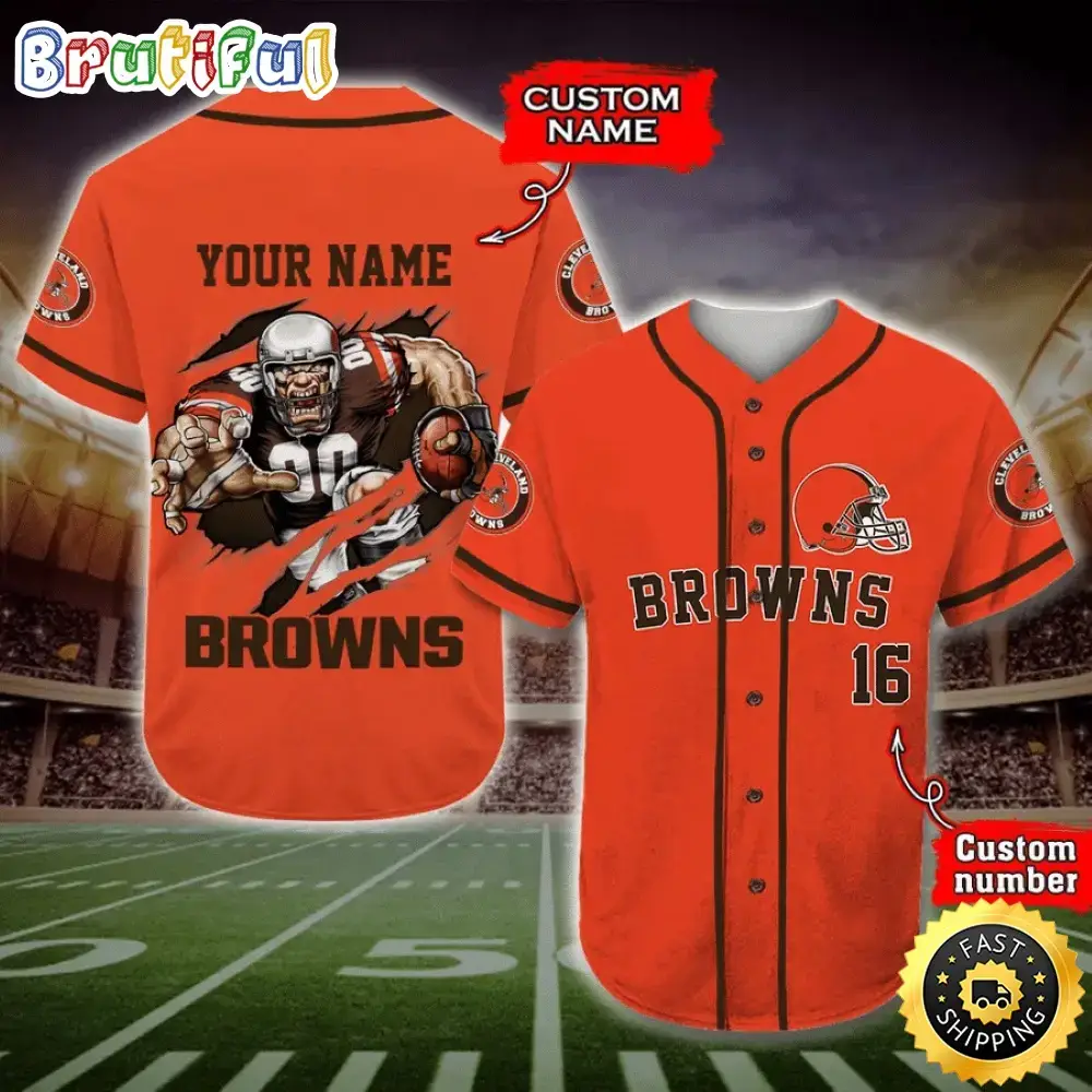 Personalized NFL Cleveland Browns Baseball Jersey Casual Baseball Gear Image