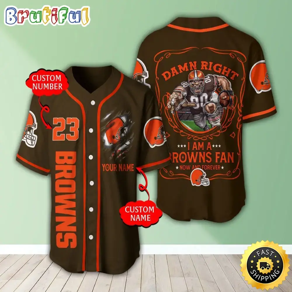 Personalized NFL Cleveland Browns Baseball Jersey Dynamic Team Shirts Image