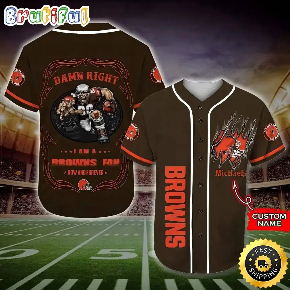 Personalized NFL Cleveland Browns Baseball Jersey Fan Name Image