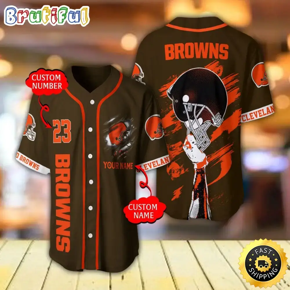 Personalized NFL Cleveland Browns Baseball Jersey For Fans Image