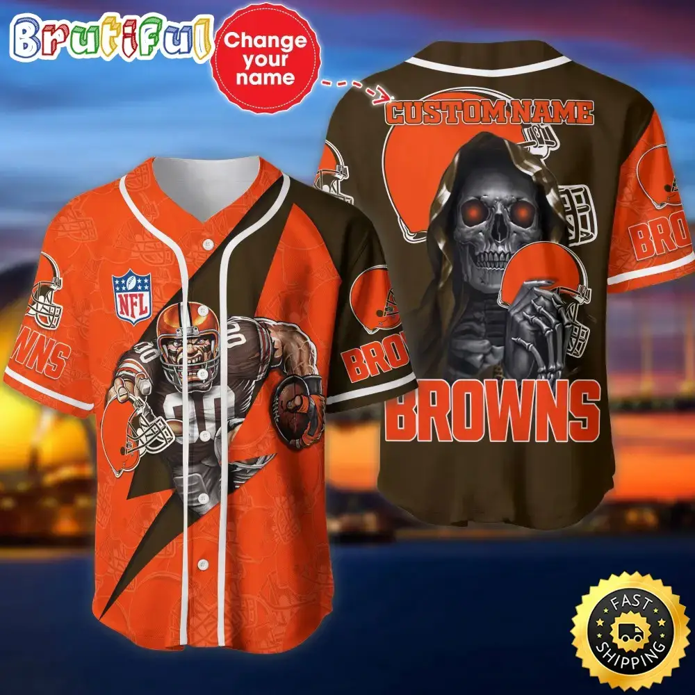 Personalized NFL Cleveland Browns Baseball Jersey Stylish Baseball Tops Image