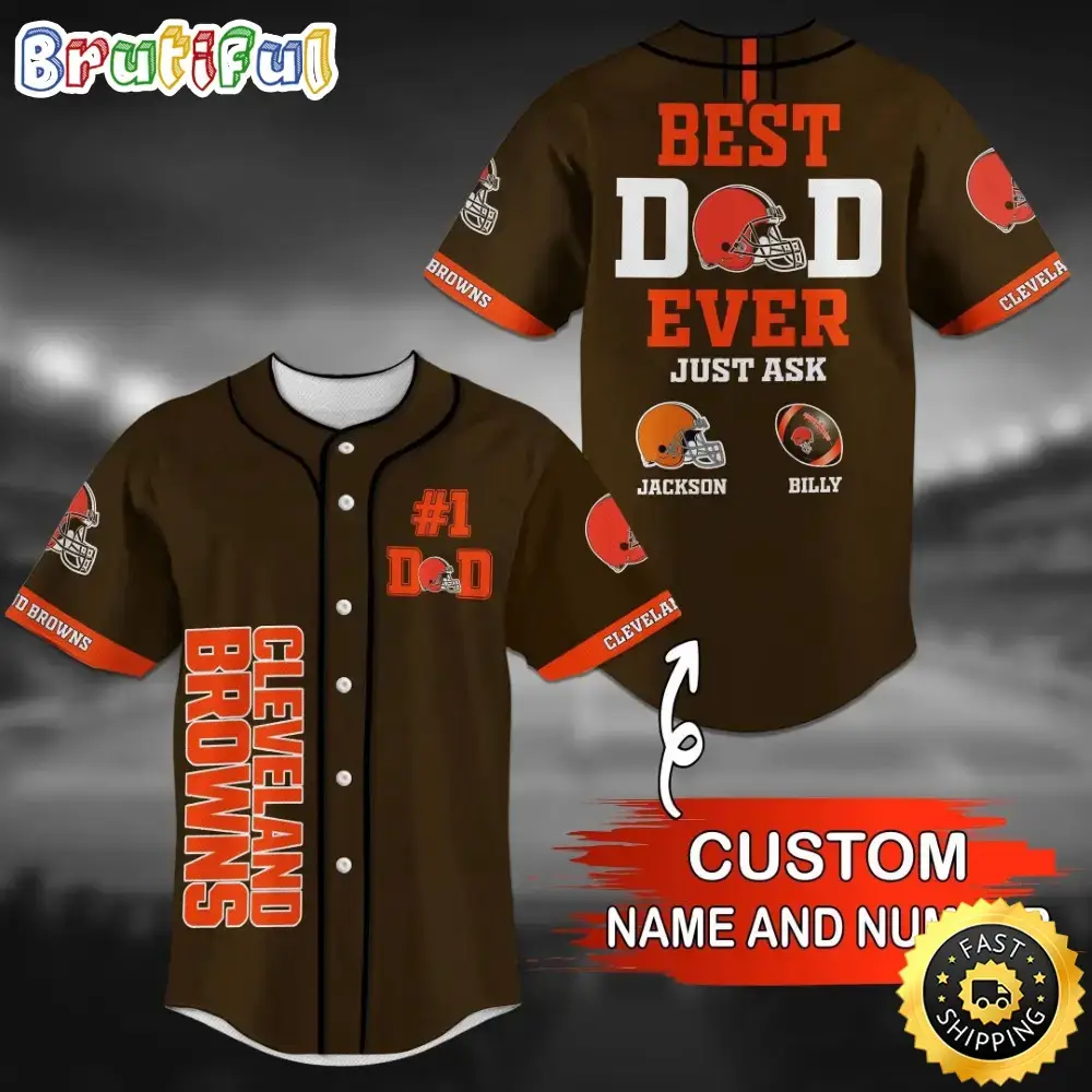 Personalized NFL Cleveland Browns Baseball Jersey Team Spirit Tops Image