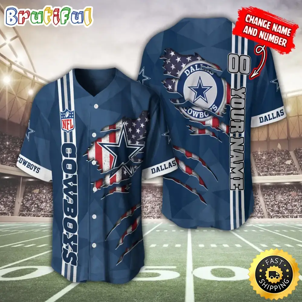 Personalized NFL Dallas Cowboys Baseball Jersey America Flagy America Flag Athletic Style Jerseys Image