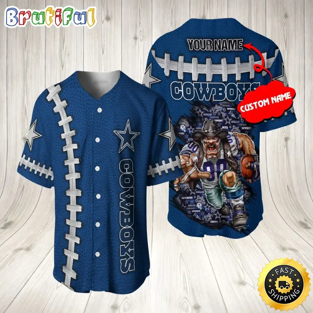 Personalized NFL Dallas Cowboys Baseball Jersey Athletic Team Shirts Image
