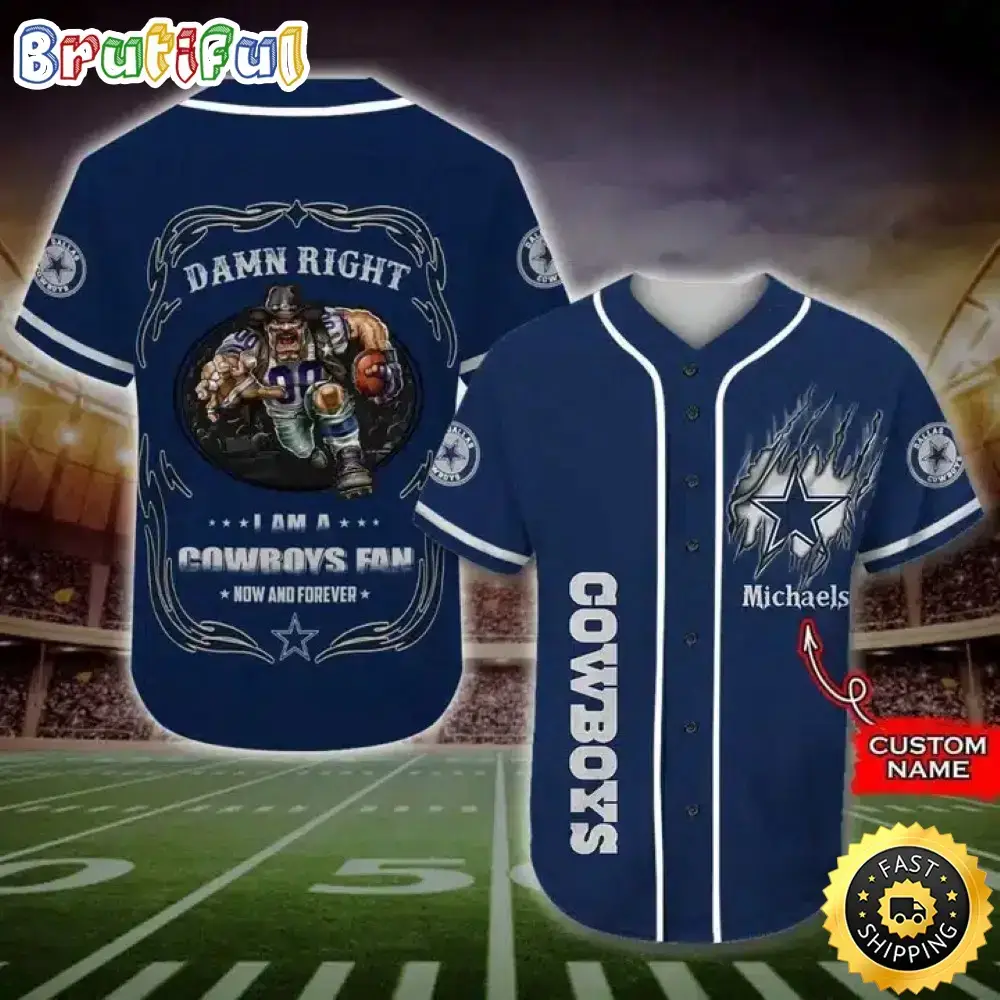 Personalized NFL Dallas Cowboys Baseball Jersey Fan Name Image